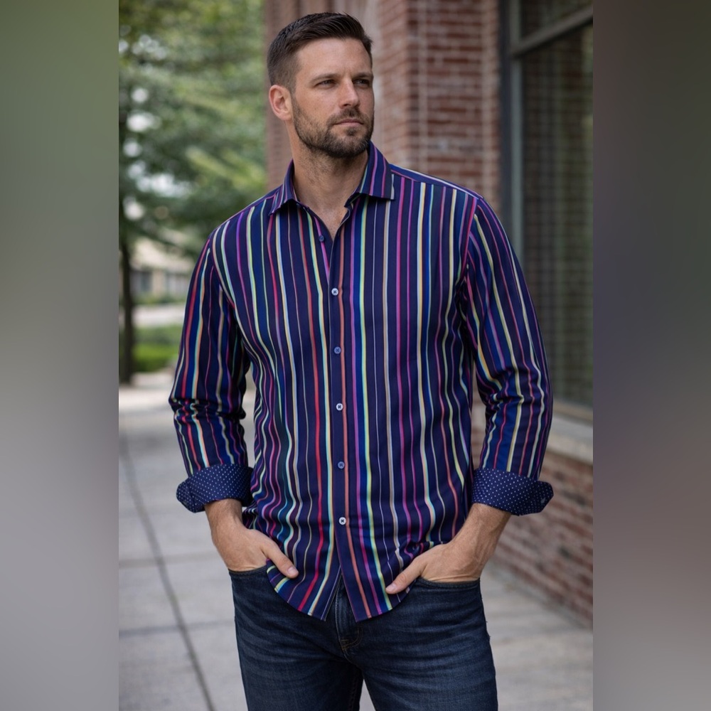 Bugatchi Multicolor Striped Button-Down Shirt